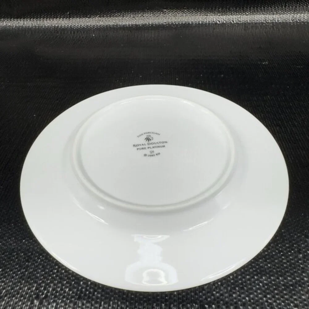 2005 Royal Doulton Pure‎ Platinum Double Silver Band Plate Dish 7.5inch Set 4